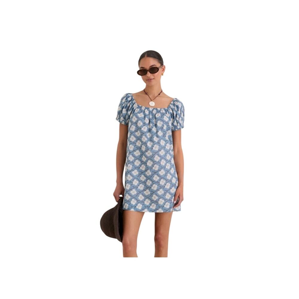 Tuckernuck TNUCK BEACH NEW Blue Bloom Lagoon Bethany Cover Up 3XL